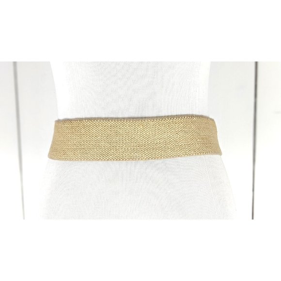 Vintage tan brown stretch canvas metal buckle wide cinch elastic belt one size - Picture 4 of 4